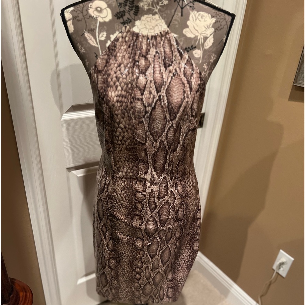 Lydia Procanik Animal  Print shiny fabric dress